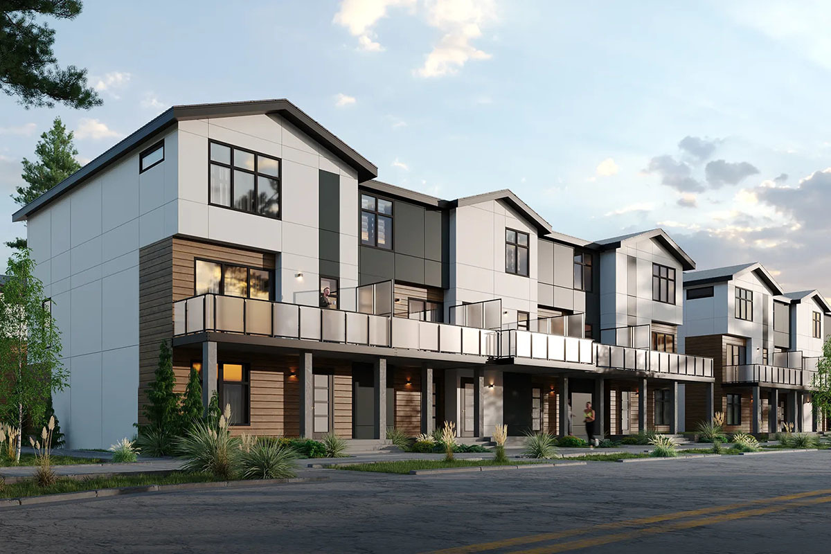 Digital rendering of Colours of Seton townhouses for sale in Calgary SE