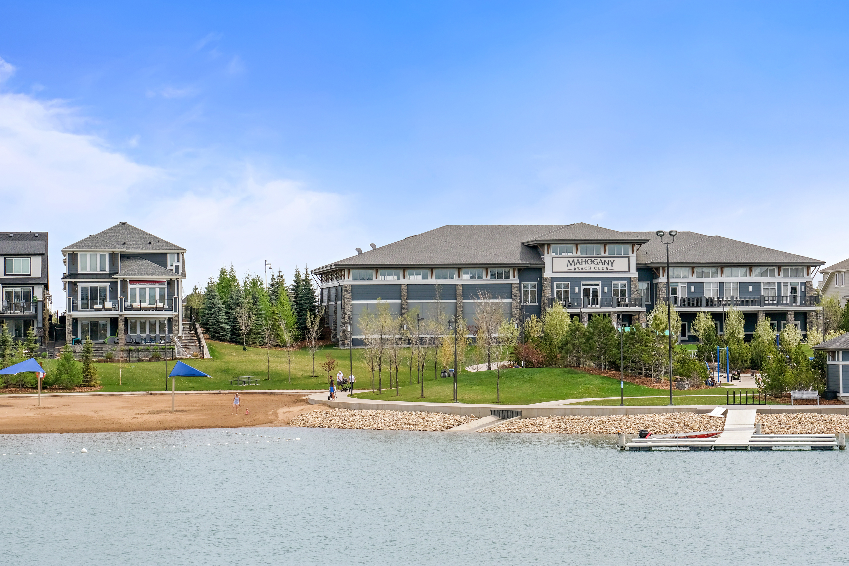 The Mahogany Beach club in SE Calgary with beautiful lakefront Calgary homes for sale